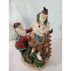 Vintage 1996 Musical Santa Elves Building Snowman Christmas Figurine‎ 7 Inch